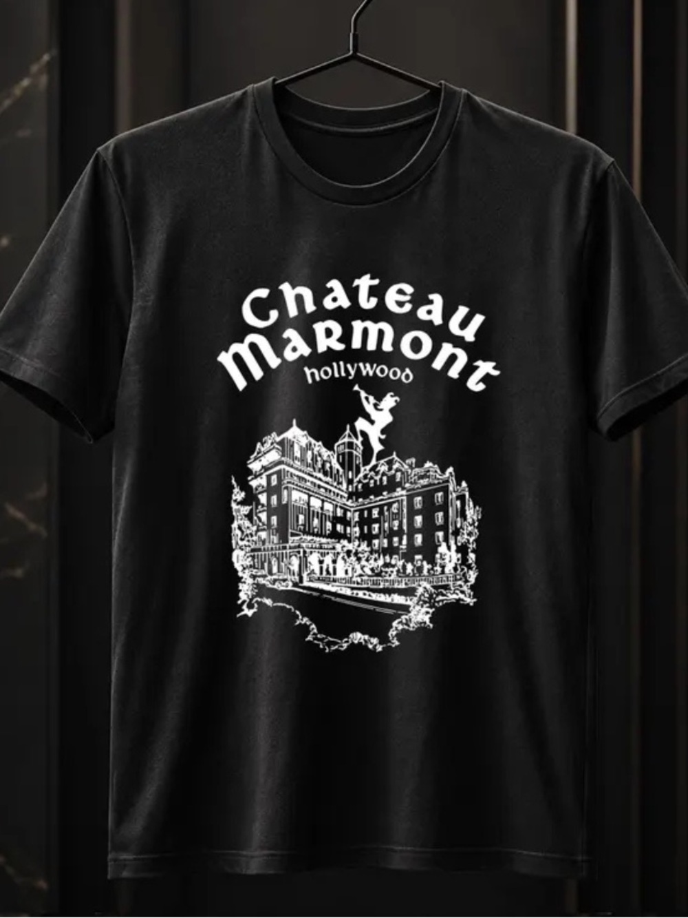 Gildan Black Chateau Marmont Hollywood Graphic Tee For Unisex